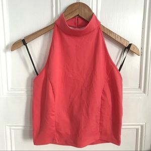 Coral high neck crop top